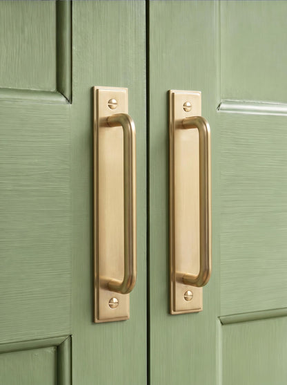 2 Pack Champagne Bronze 5" HoleCenter Cabinet Pull with Backplate (5 '' Hole Centers / Plaquette / Champagne Bronze)