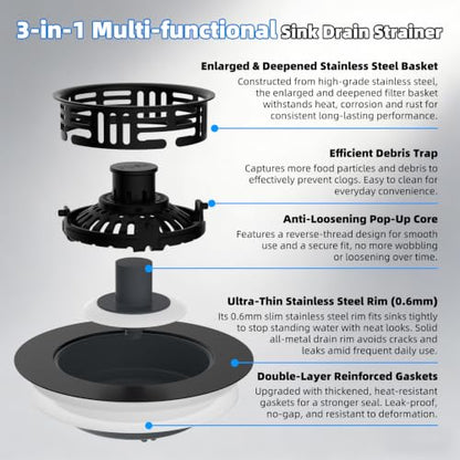 Upgraded 3 In 1 Sink Strainer