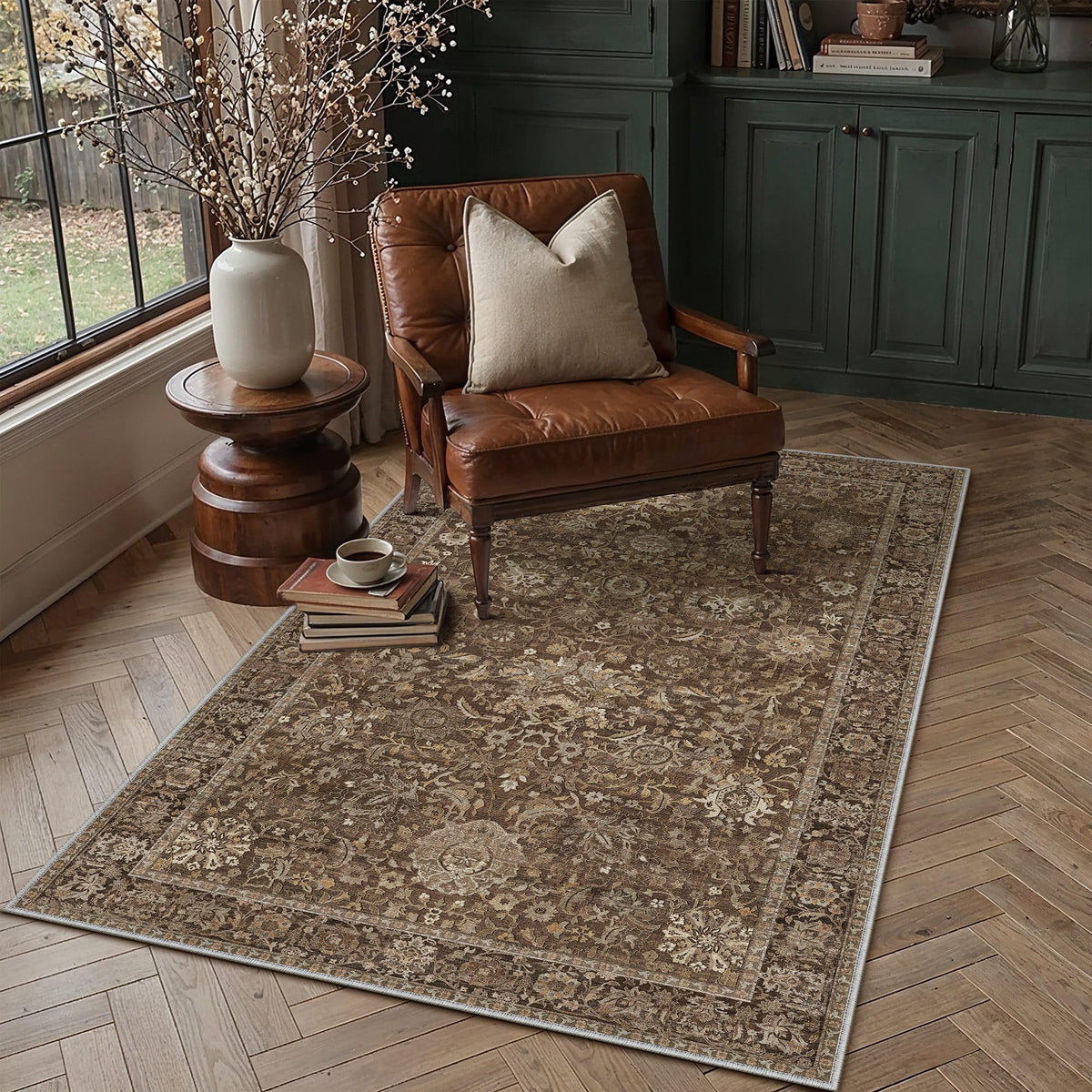 Area Rugs 3x4 Brown Vintage Rug for Living Room (Retro | Brown / 3' x 4' (Rectangular))