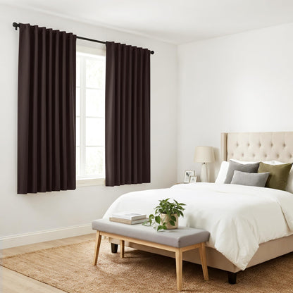 Blackout Curtains Thermal Insulated Window Treatment Panels Room Darkening Shade Drapes for Living Room Back Tab (Brown / 34"W x 63"L (Pack of 2))