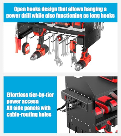 Modular Power Tool Organizer Wall Mount with Charging