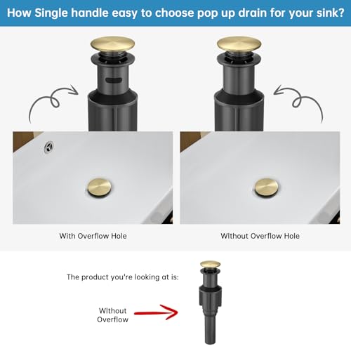 Tall Bathroom Faucet Vessel Sink Faucet with Drain (With Drain / Brushed Gold)