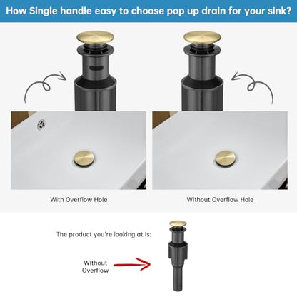 Tall Bathroom Faucet Vessel Sink Faucet with Drain (With Drain / Brushed Gold)