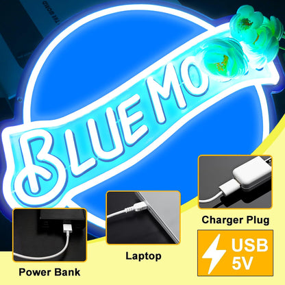Blue Moon Neon Signs for Wall Decor Neon Lights for Bedroom Led Signs Suitable for Man Cave Bar Pub Restaurant Christmas Birthday Party Gift 5V Usb Power (Blue Moon 002 CY)