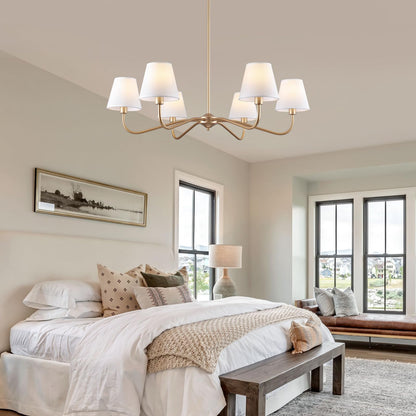 6 Light Gold Chandelier for Dining Room Light Fixture (Gold)