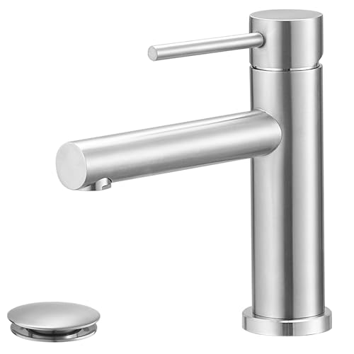 Waterfall Bathroom Faucet Single Handle Lavatory with Pop Up Drain