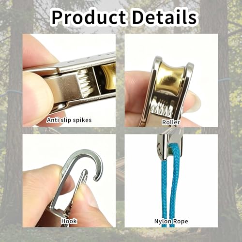 2026 Upgrade Rope Rollers Set Tightening Tool with Tensioner & Nylon Cord