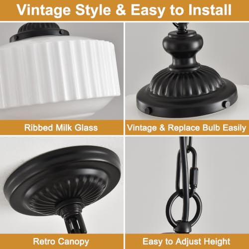 Vintage Milk Glass Pendant Light