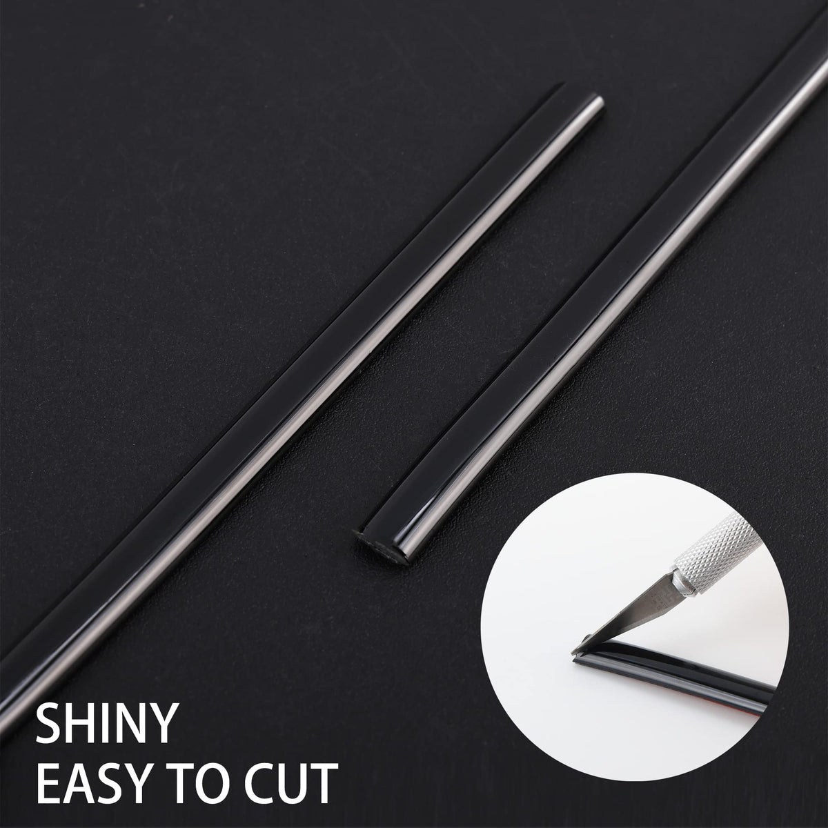 32.8ft Peel and Stick Molding Trim (10mx8mm / Shiny Black)