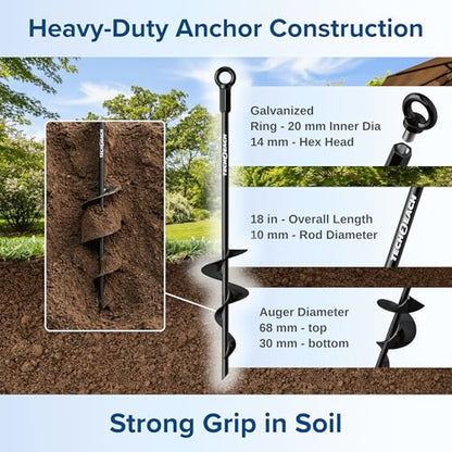 Ground Anchors Screw in Kit with Ratchet Straps