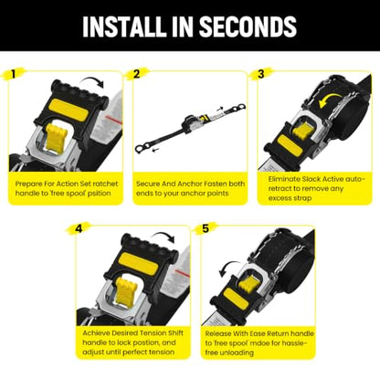 Retractable Straps 1" X10FT with 15" Soft Loops