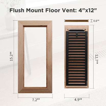4x12 Inch Oak Floor Register (4x12 / Red-1pcs)