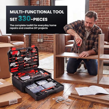 330 Piece Home Repair Tool Kit with Pull