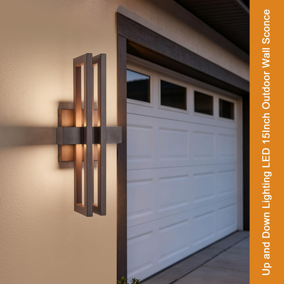 15" Modern Outdoor Wall Lights 2 (2Pack Small 15"H Textured Bronze)
