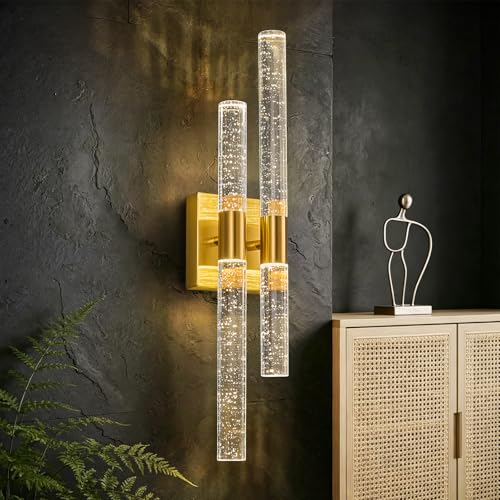 Modern Crystal Wall Sconces Hardwired Wall Sconce Bathroom Vanity Lights Fixtures 4000K Wall Light