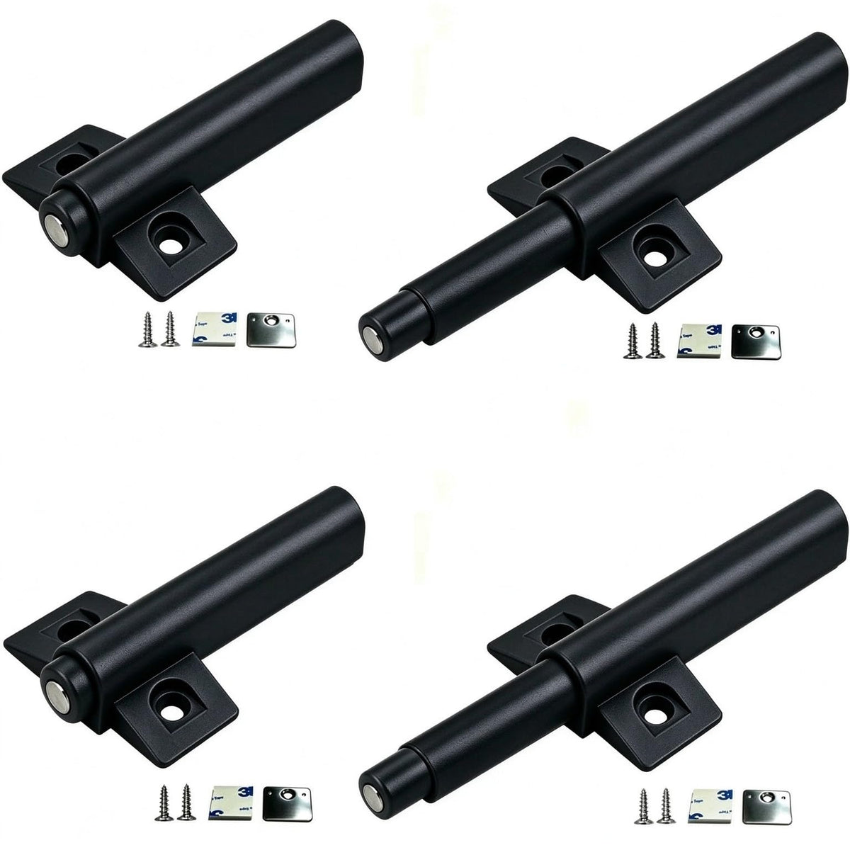 Push to Open Door Latch Cabinet Hardware CBRIVE Magnetic Push Latch & Lock for Hidden Framed & Frameless Kitchen Door Magnet Touch Release Drawer Opener Strong Spring Tip (4 Pack / Black)