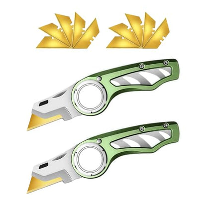 2 Pack Heavy Duty Box Cutter Pocket Folding Utility Knife