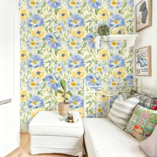 Watercolor Floral Peel and Stick Wallpaper Vintage Botanical Contact Paper