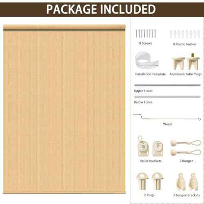 Outdoor Roller Shades for Patio (Sesame / 48"W x 96"H)