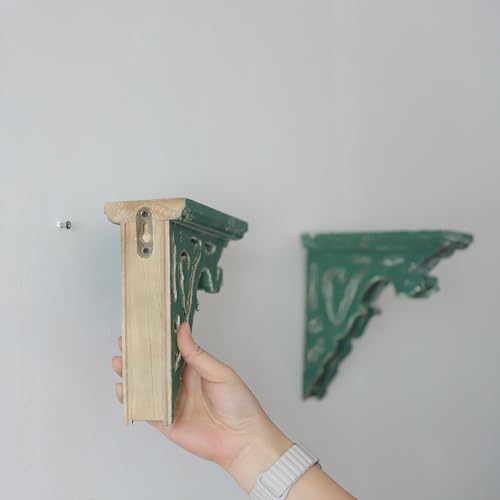 Corbels for Shelves Wood Corbels Decorative Set of 2 (Green)