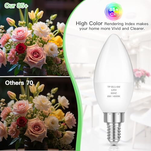 E12 LED Candelabra Light Bulbs 60W Equivalent