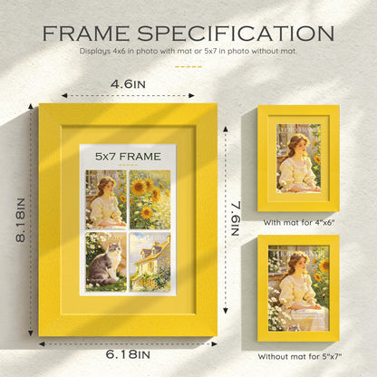 5x7 Mustard Yellow Picture Frame (Mustard Yellow Frame Yellow Mat / 5x7)