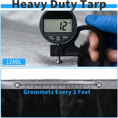 Tarp Customized Heavy Duty Waterproof 3x7 Feet (Silver&black / 3' X 7' Customized Size)