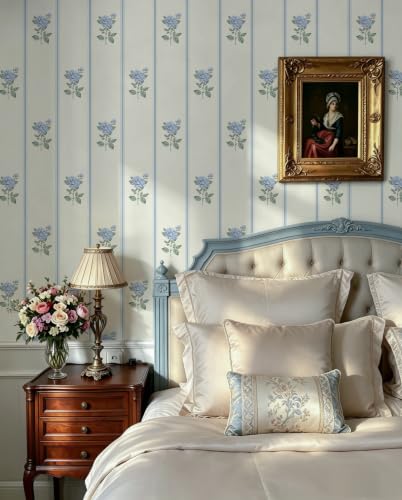 Peel and Stick Wallpaper Stripe Wall Paper Floral Contact Paper Vintage Farmhouse