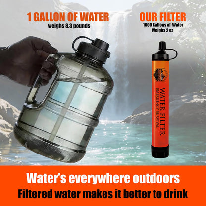 5 Pack Personal Water Filter Straw with Emergency Whistle (5-Pack(Orange) / 5-Pack)