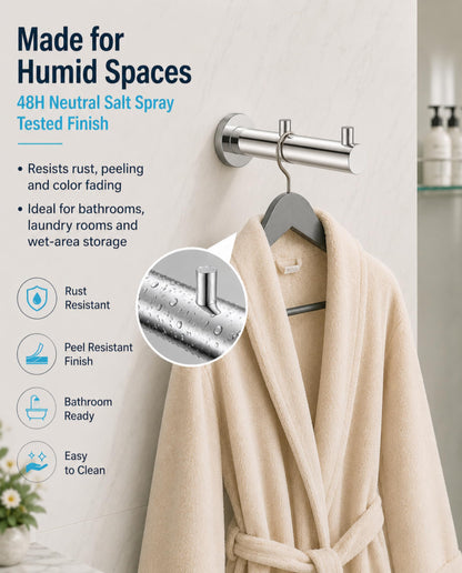 Double Heavy Duty wall Hooks (Chrome Polished)