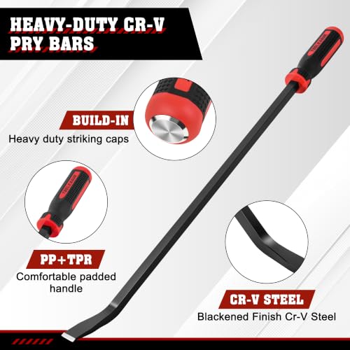 Angled Tip Handled Pry Bar with Striking Cap
