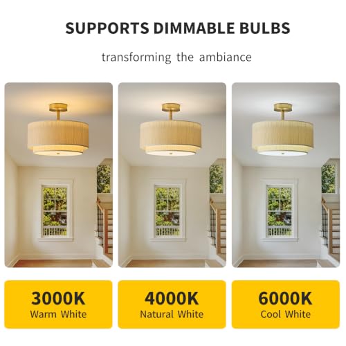 Double Drum Semi Flush Mount Ceiling Light