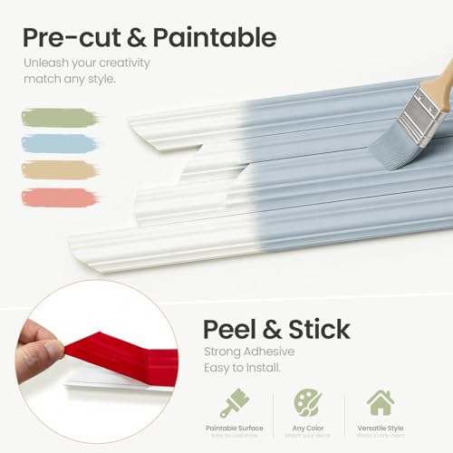 Pre Cut Peel & Stick Wall Molding Box Moulding Trim