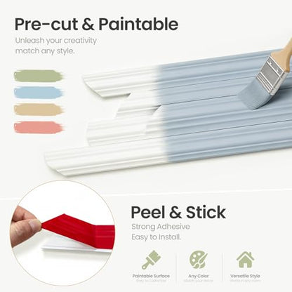 Pre Cut Peel & Stick Wall Molding Box Moulding Trim