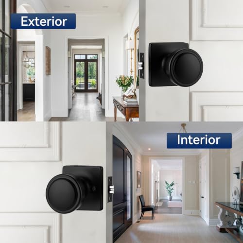 Black Door Knobs with Non Locking for Interior Door Handle Use (1-Passage)