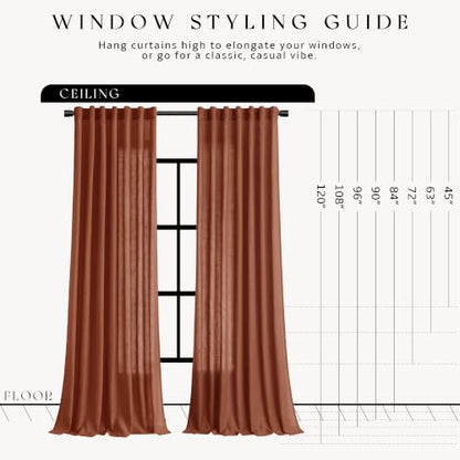 Terracotta Linen Curtains 108 Inches Long for Living Room 2 Panels (Terracotta / 52"W x 108"L (Pack of 2))