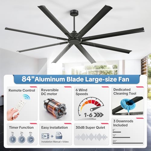 Large Industrial Ceiling Fan No Light with cleaner