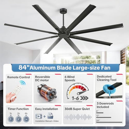 Large Industrial Ceiling Fan No Light with cleaner