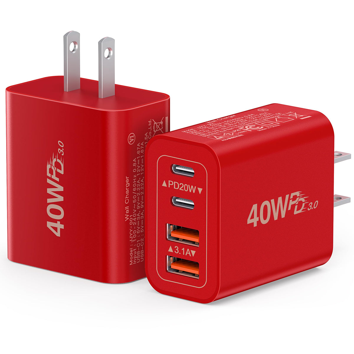 2Pack] 40W USB C Wall Charger (2Pack Red / 40W)