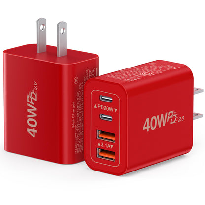 2Pack] 40W USB C Wall Charger (2Pack Red / 40W)