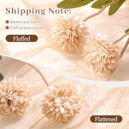 32 Pcs Beige Faux Silk Mums (Beige)