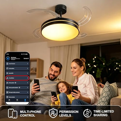 Retractable Ceiling Fan with Light and Remote
