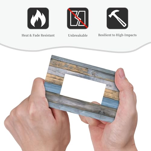 Rustic Grey Teal Wood Light Switch Cover Decorative Gray Blue Wooden Duplex Outlet Covers Wall Plate Switch Plate Covers Electrical Outlets Faceplate for Kitchen Bathroom Bedroom 5" x 3"