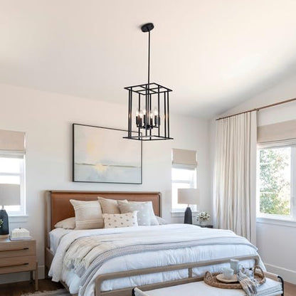 Small 6 Light Black Farmhouse Chandelier