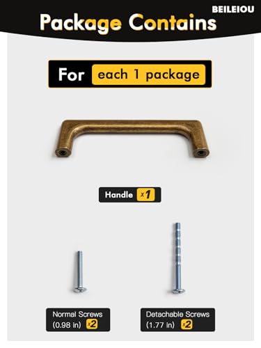 5 Pack Antique Brass Cabinet Pulls