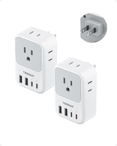 2 Pack 8 in 1 Travel Plug Adapter Type C