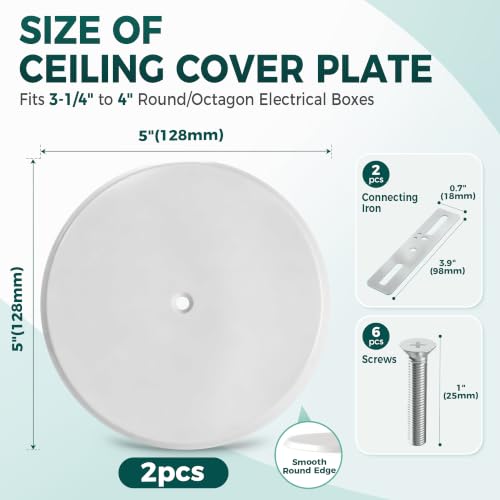 2 Pcs 5" Ceiling Cover Plate (White-2 Pcs)