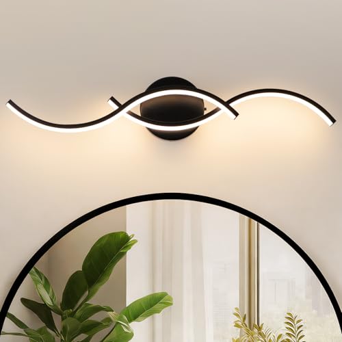 Brushed Nickel Curved 5CCT Bathroom Vanity Light Fixture Over Mirror