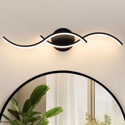 Brushed Nickel Curved 5CCT Bathroom Vanity Light Fixture Over Mirror