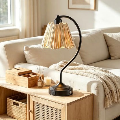 Set of 2 Vintage Table Lamps with USB A+C Ports